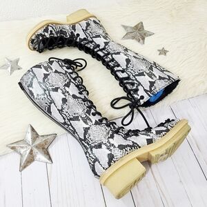 3.1 Phillip Lim Mallory Python Snake Print Leather Tall Sandal Boots women's 39